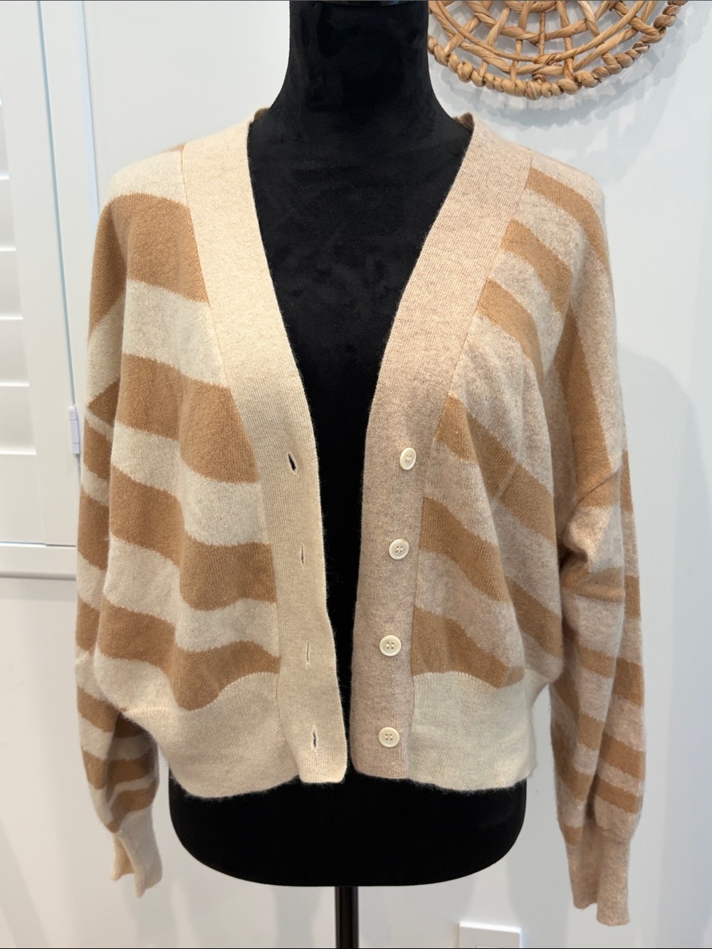 Striped Women's Cashmere Cardigan Sweater